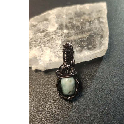 CHEFFY Larimar Wire Wrap Pendant
