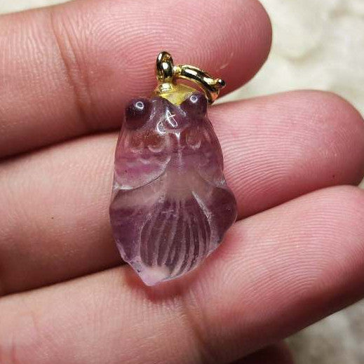 CHEFFY Fluorite Owl Pendant (19.9mm)  #19