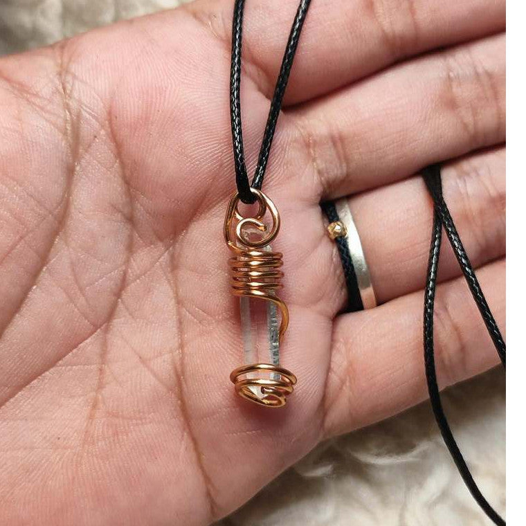 CHEFFY Clear Quartz Wire Wrap Pendant – Natural Master Healer Crystal Necklace