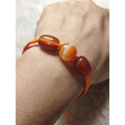 CHEFFY Natural Carnelian Adjustable Braided Cord Bracelet