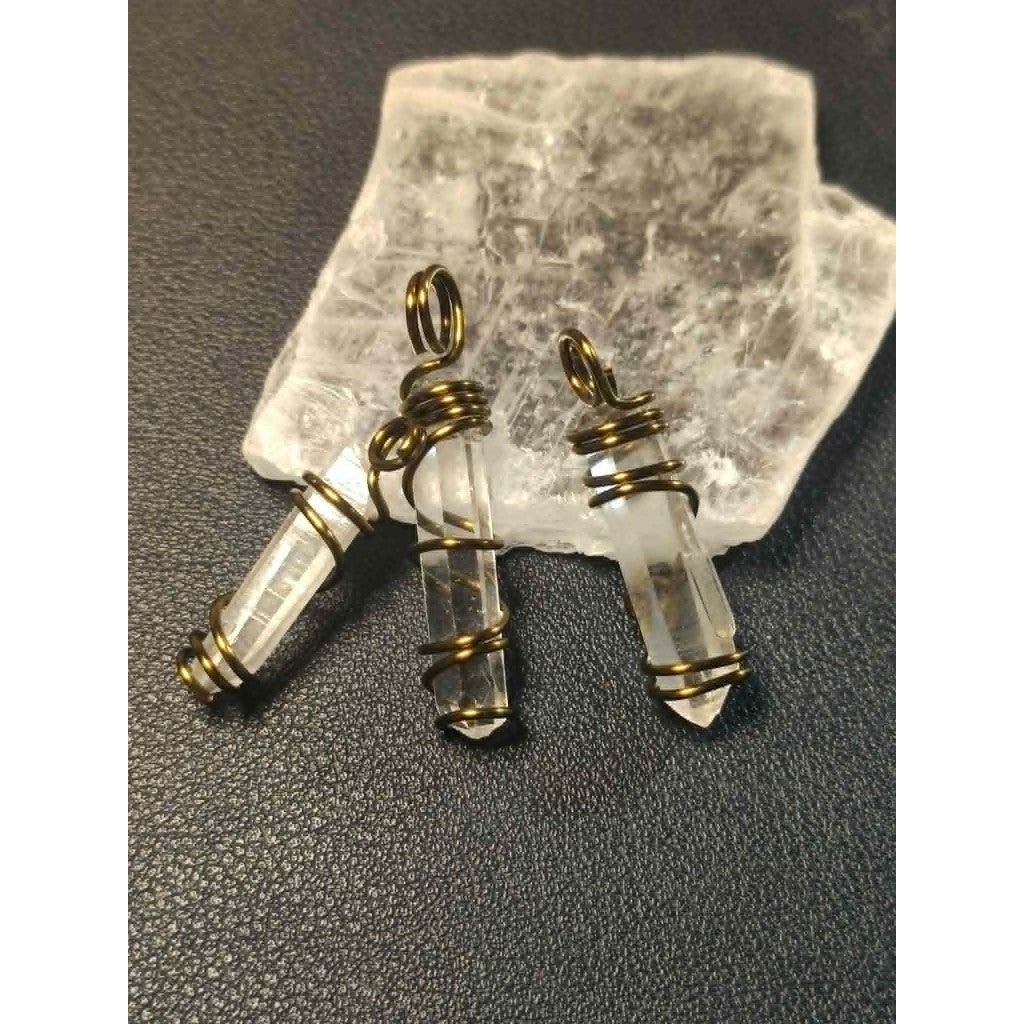 CHEFFY Wire Wrapped  Clear Quartz  Pendant Crystal  Raw (Random ) Gemstone