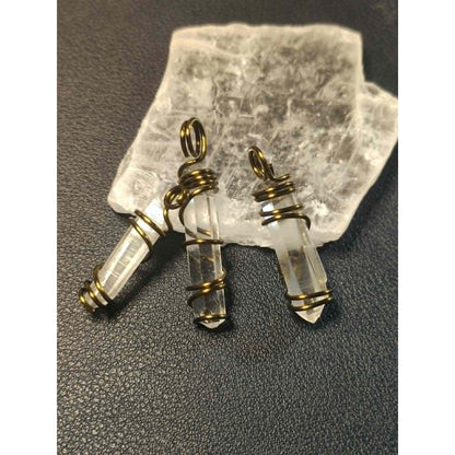 CHEFFY Wire Wrapped  Clear Quartz  Pendant Crystal  Raw (Random ) Gemstone