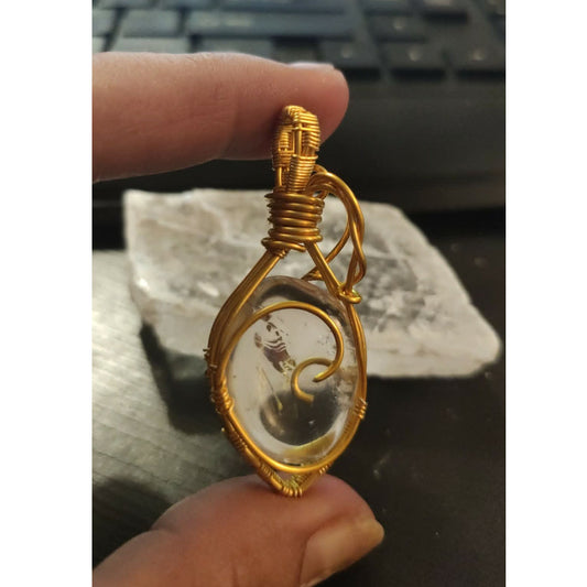 CHEFFY Ice Clear Wire Wrap Pendant