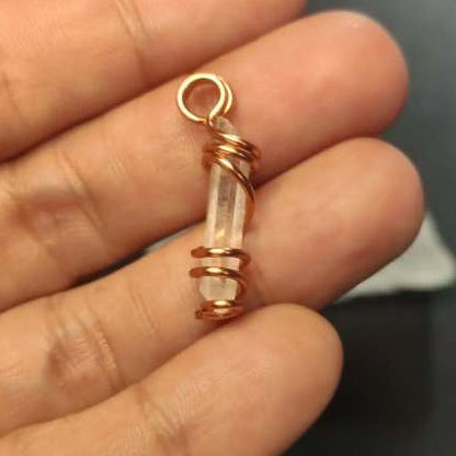 CHEFFY Wire Wrapped Clear Quartz Pendant Crystal Gemstone Small