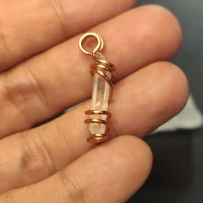 CHEFFY Wire Wrapped Clear Quartz Pendant Crystal Gemstone Small