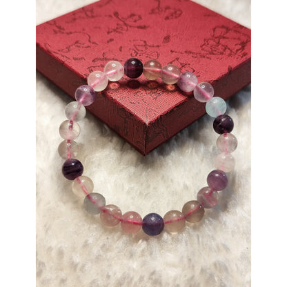 CHEFFY Natural Rainbow Fluorite Crystal Bracelet