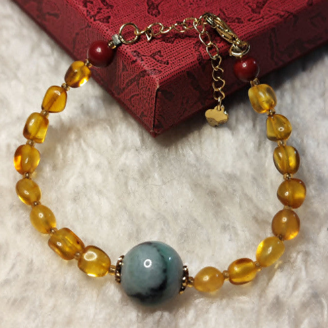CHEFFY Amber Bracelet Gemstone Crystals(Random Pick)
