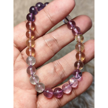 CHEFFY Natural Rainbow Fluorite Bracelet – Authentic Crystal Gemstone 5mm Beaded Jewelry