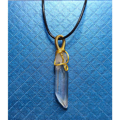 CHEFFY Angel Aura Quartz Wire Wrap Pendant (46.3mm) – High-Vibrational Iridescent Crystal Necklace