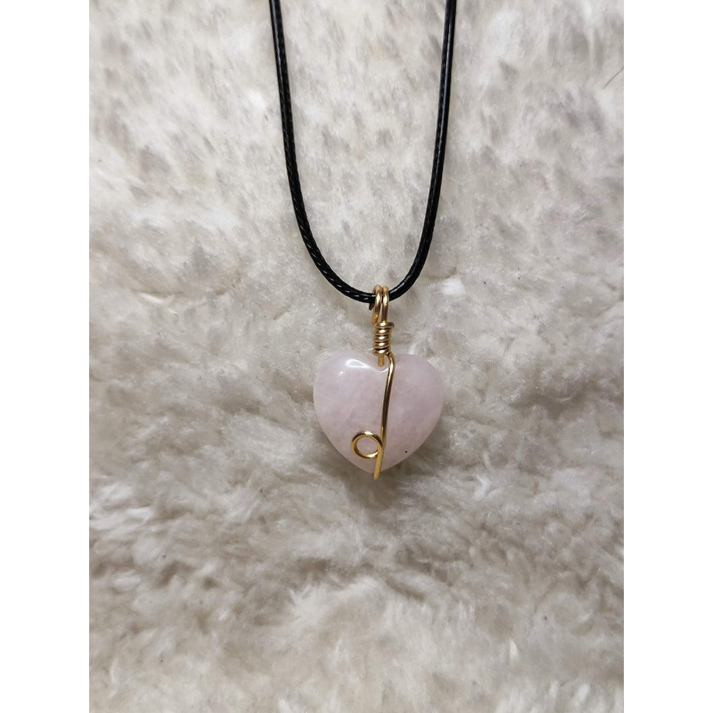 CHEFFY Rose Quartz Wire Wrap Pendant