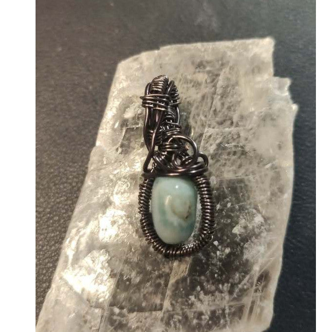 CHEFFY Larimar Wire Wrap Pendant