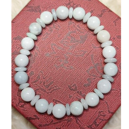 CHEFFY Authentic Jade Bracelet 8.3mm Beaded Stretch Bracelet (#2 )