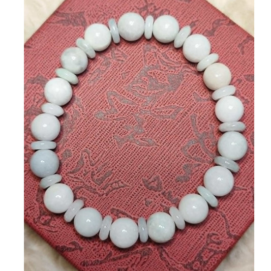 CHEFFY Authentic Jade Bracelet 8.3mm Beaded Stretch Bracelet (#2 )