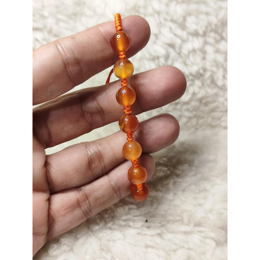 CHEFFY | Genuine Carnelian Beaded Bracelet on Adjustable Orange Cord | Natural Crystal Jewelry