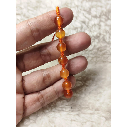 CHEFFY | Genuine Carnelian Beaded Bracelet on Adjustable Orange Cord | Natural Crystal Jewelry