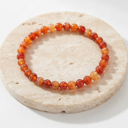 CHEFFY Carnelian Bracelet Gemstone Crystals ( 3mm )