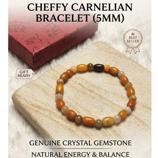 CHEFFY Carnelian Bracelet Crystal Gemstone  (5mm)
