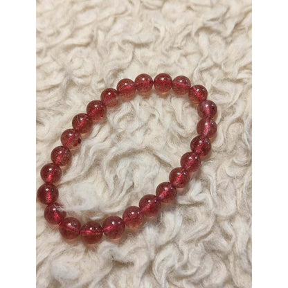 CHEFFY Strawberry Quartz Bracelet 7mm - Natural Gemstone Crystal
