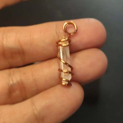 CHEFFY Wire Wrapped Clear Quartz Pendant Crystal Gemstone Small