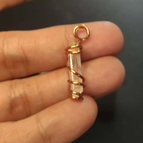 CHEFFY Wire Wrapped Clear Quartz Pendant Crystal Gemstone Small
