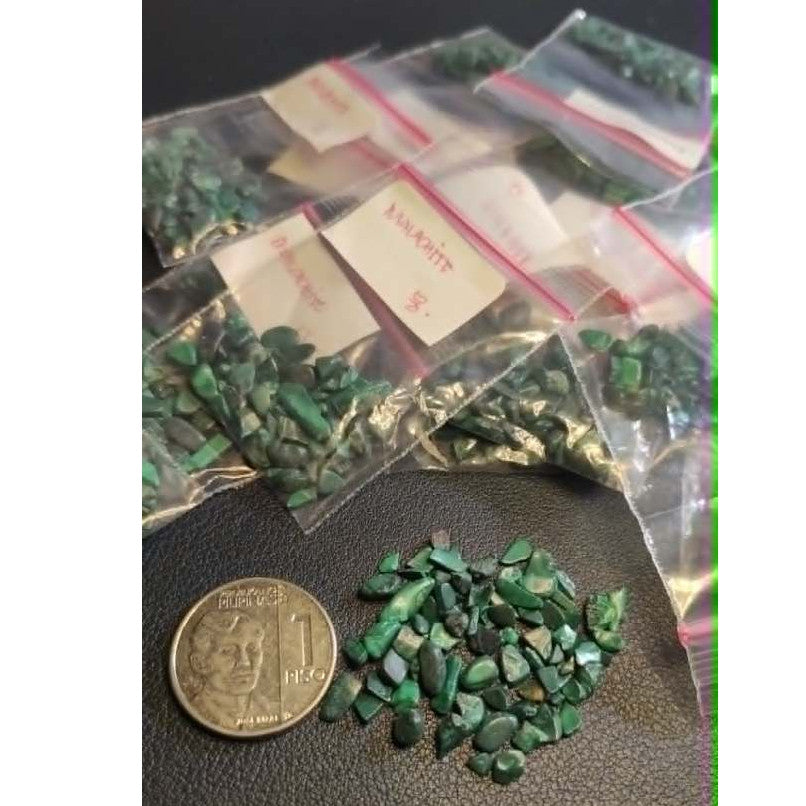 CHEFFY Malachite Gravel Crystals Gemstones SOLD PER PACK ( 5grms )