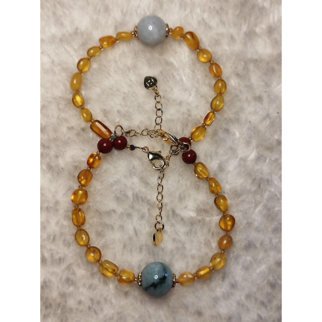 CHEFFY Amber Bracelet Gemstone Crystals(Random Pick)