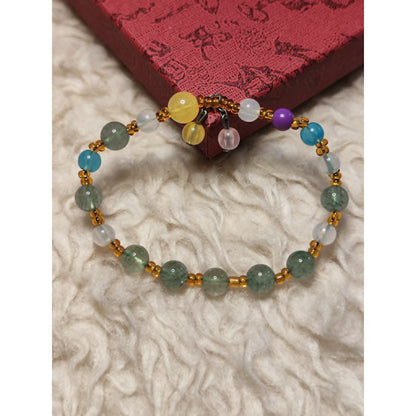 CHEFFY Rainbow Fluorite Crystal Bracelet 5mm | Natural Gemstone