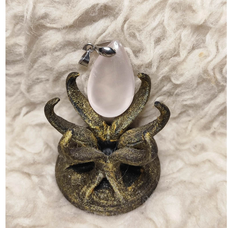 CHEFFY | Genuine Rose Quartz Teardrop Pendant | Natural Crystal Necklace Charm with Bail