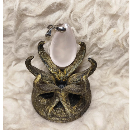 CHEFFY | Genuine Rose Quartz Teardrop Pendant | Natural Crystal Necklace Charm with Bail