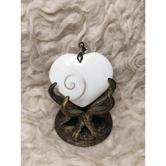CHEFFY | Genuine Shiva Eye Shell Heart Pendant | Natural Sea Shell Talisman Necklace Charm with Bail