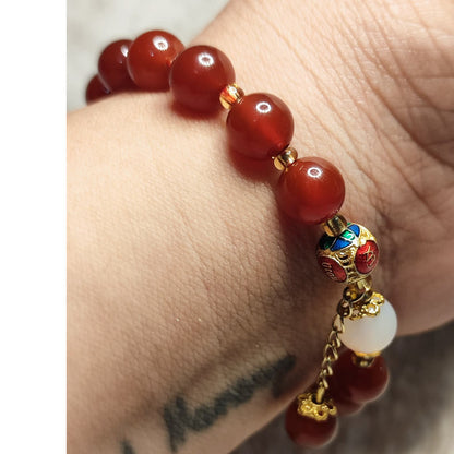 CHEFFY Red Agate Bracelet Gemstone Crystals