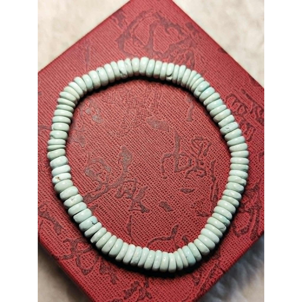CHEFFY Crystals 100% Natural Turquoise Disc Abacus Bead Bracelet
