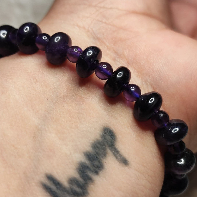 CHEFFY Natural Dark Amethyst Bracelet  Authentic Crystal Gemstone