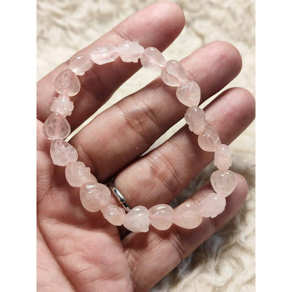 CHEFFY Rose Quartz Floral Bracelet ( 6mm )