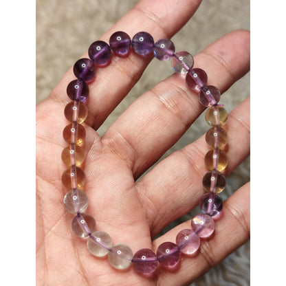 CHEFFY Natural Rainbow Fluorite Bracelet – Authentic Crystal Gemstone 5mm Beaded Jewelry