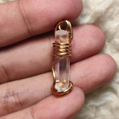 CHEFFY Clear Quartz Wire Wrap Pendant – Natural Master Healer Crystal Necklace