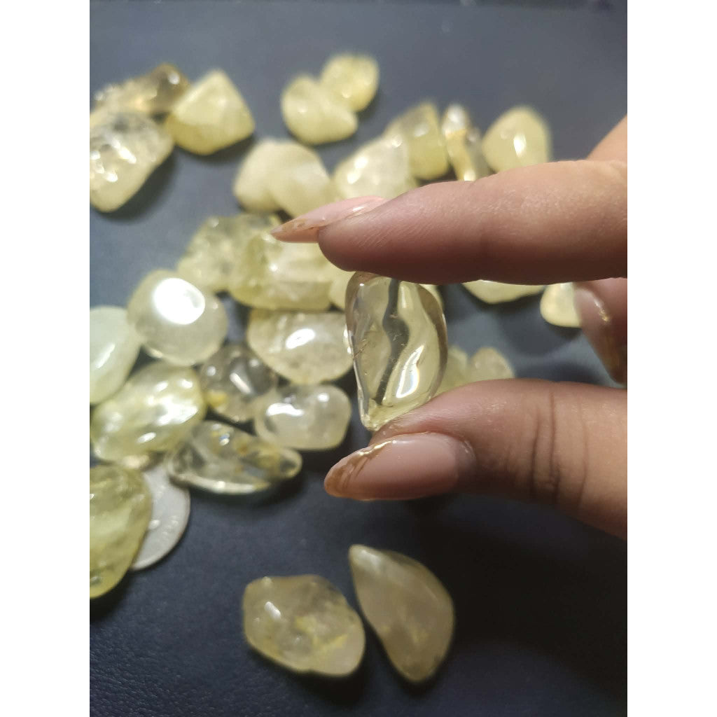 CHEFFY Citrine Lemon Yellow  Small Tumbled freeform Gemstone